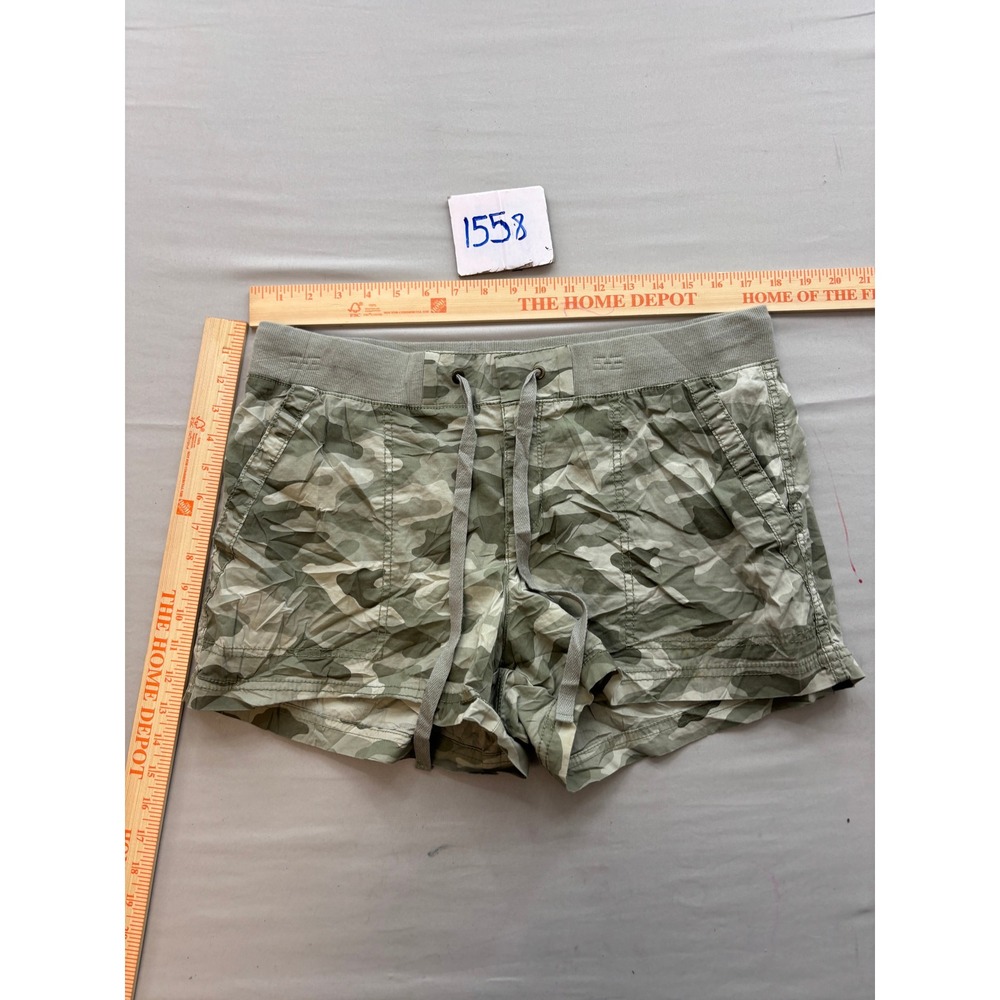 ana A New Approach Camo Shorts Green Camouflage Utility Drawstring Size 10
